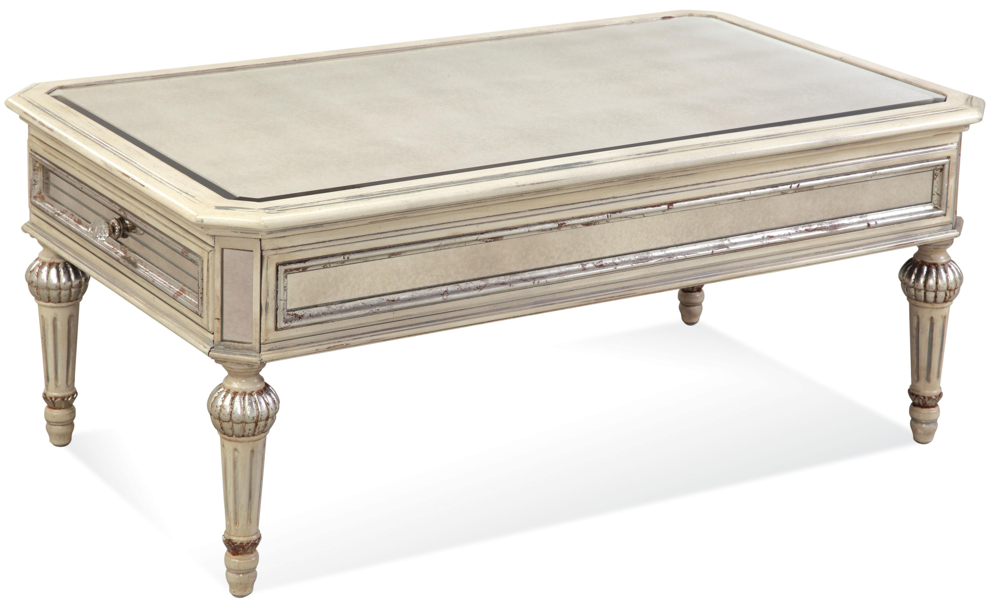 Bassett Mirror Reflections Rectangular Coffee Table w/ Side Drawer